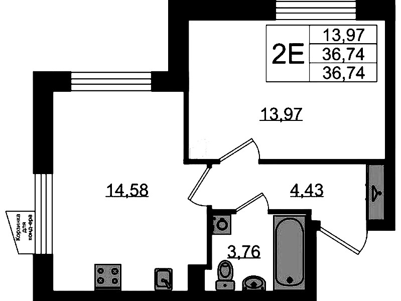 1-комнатная квартира 36.74 м², 1/11 эт., ЖК «VEREN NORT Сертолово»